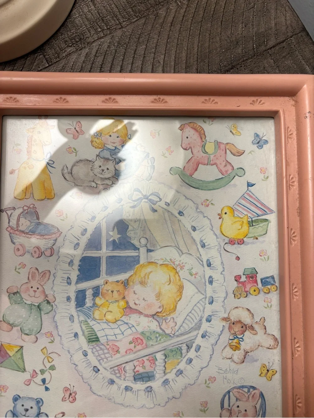 Vintage Retro 90s Pink Framed Nursery Wall Art